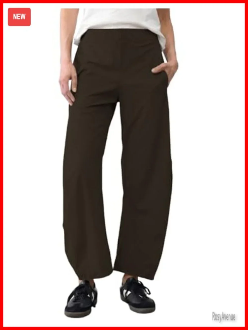 Mid Rise Palazzo Trousers Hidden Elastic Quick Dry Wide Leg Crop Ankle Length